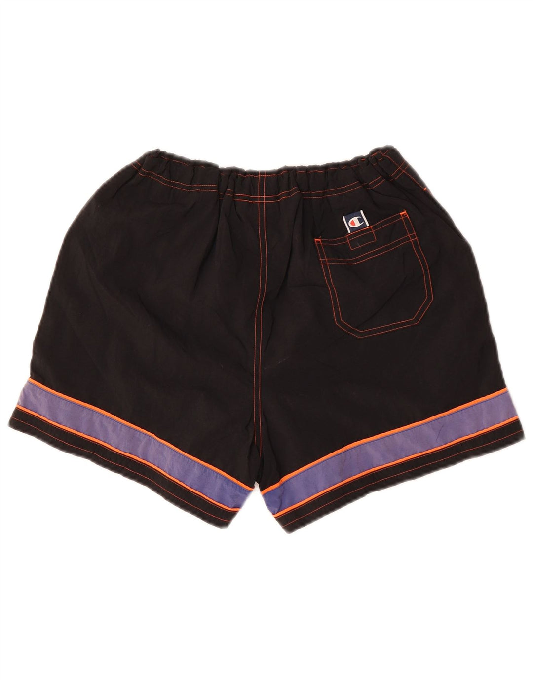 Shorts esportivos masculinos Champion médio preto colorblock poliéster esportivo
