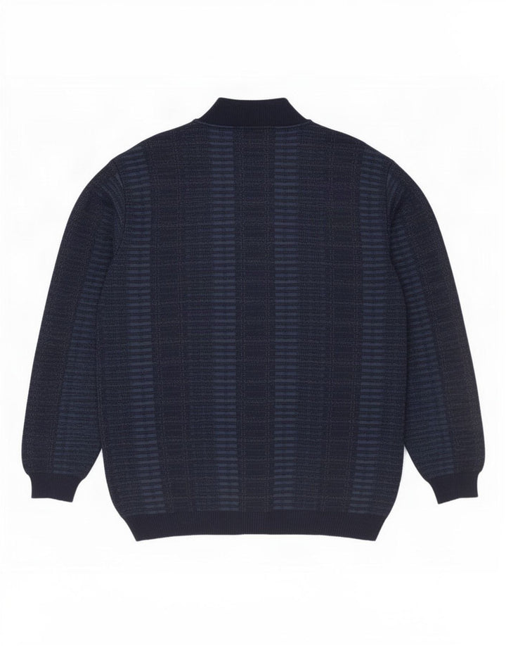 Suéter cardigã masculino Bernardini IT 52 lã xadrez azul marinho médio