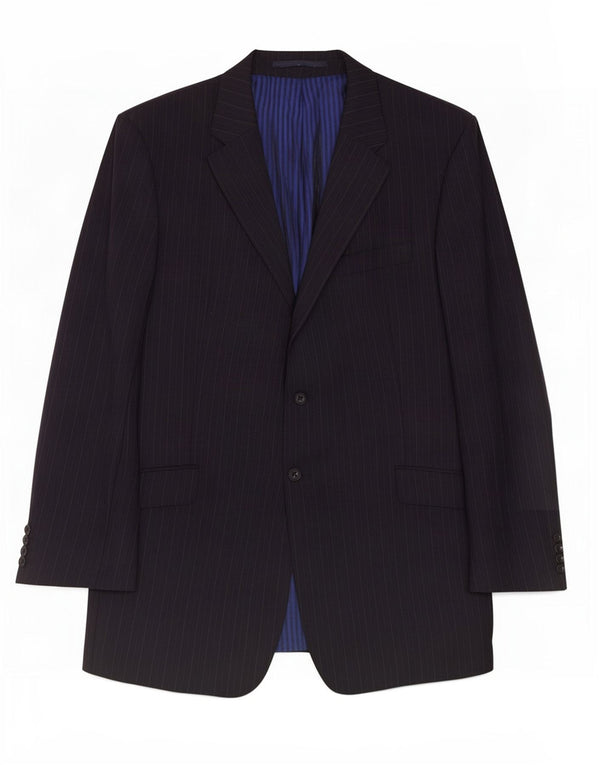 Jaqueta blazer masculina de 2 botões Marks & Spencer Reino Unido 44 XL risca de giz azul marinho