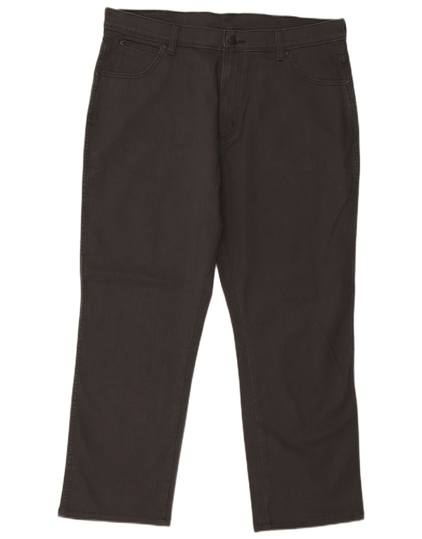 Wrangler Mens Straight Jeans W38 L30 Cinza Algodão