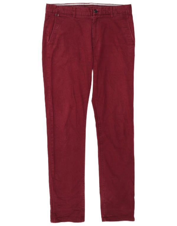 Zara Mens Slim Chino Calças EU 42 Grande W32 L33 Borgonha