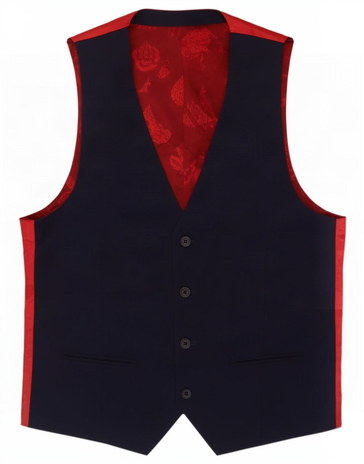 Colete masculino Ted Baker com 4 botões Reino Unido 36 pequeno azul marinho lã colorblock