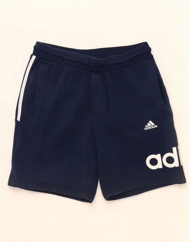 Shorts esportivos gráficos masculinos Adidas médio algodão azul marinho
