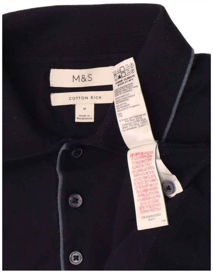 Camisa pólo masculina Marks & Spencer médio algodão azul marinho