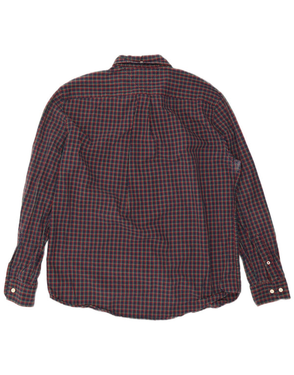 Camisa masculina Tommy Hilfiger Classic Fit grande algodão xadrez azul marinho