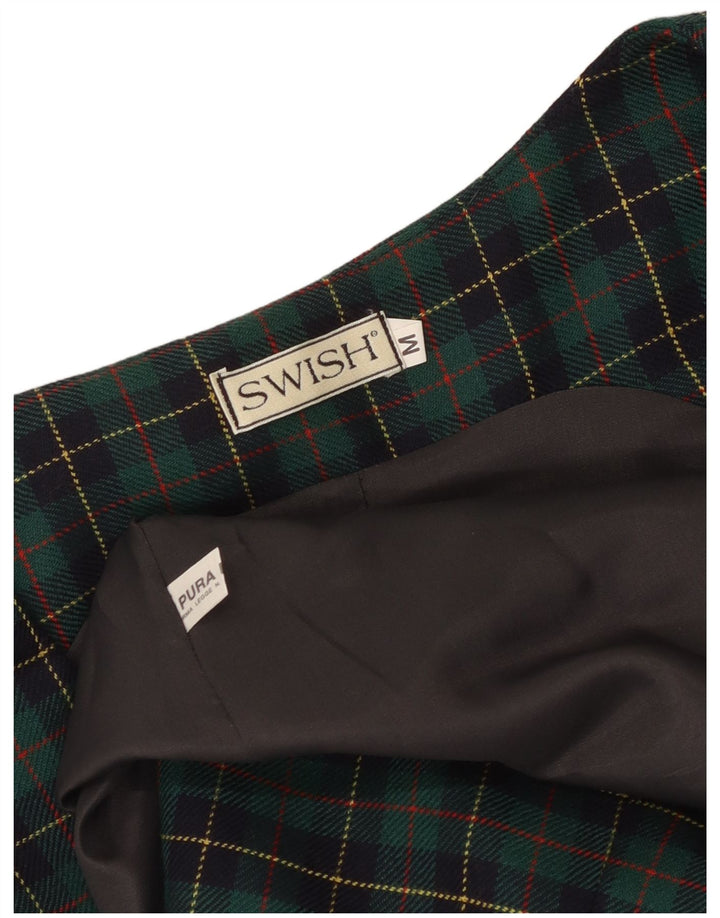 Vestido avental feminino Swish Reino Unido 12 lã xadrez verde médio