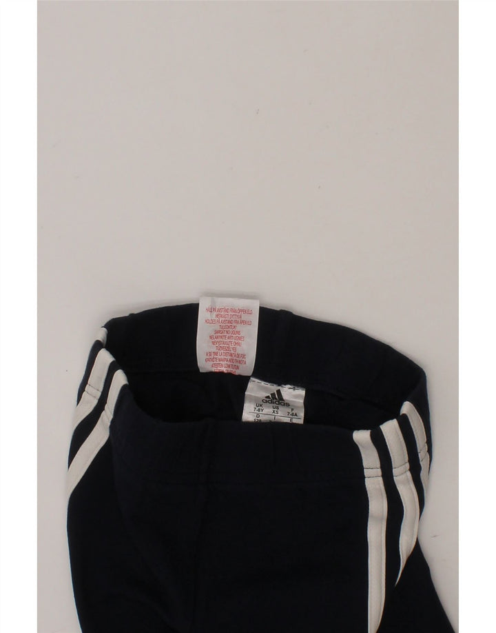 ADIDAS Girls Leggings 7-8 Years  Navy Blue Cotton Vintage Adidas and Second-Hand Adidas from Messina Hembry 