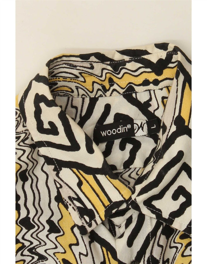 Camisa masculina Woodin grande geométrica multicolorida
