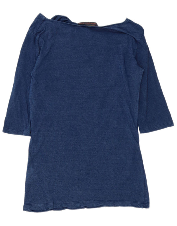 TRUSSARDI JEANS Top feminino manga 3/4 UK 6 XS azul marinho viscose