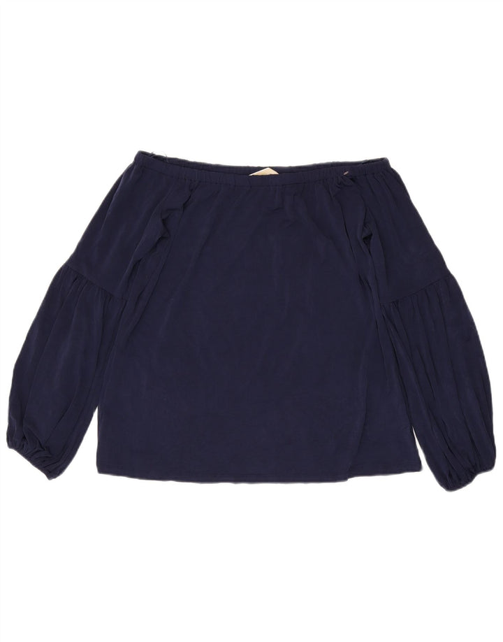 Top feminino Michael Kors com ombro de fora, Reino Unido 10, pequeno, azul marinho, poliéster