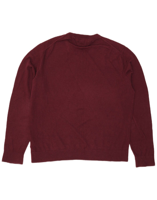 Tommy Hilfiger Suéter masculino com gola redonda 2XL algodão borgonha