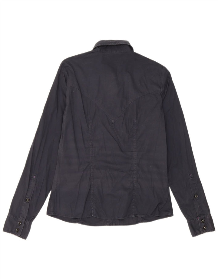 Camisa feminina Gas UK 12 algodão azul marinho médio