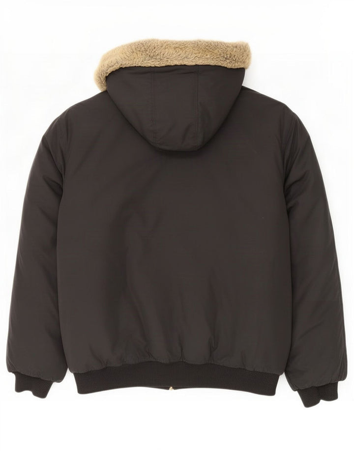 Jaqueta acolchoada com capuz masculina Adidas UK 42 XL poliéster preto