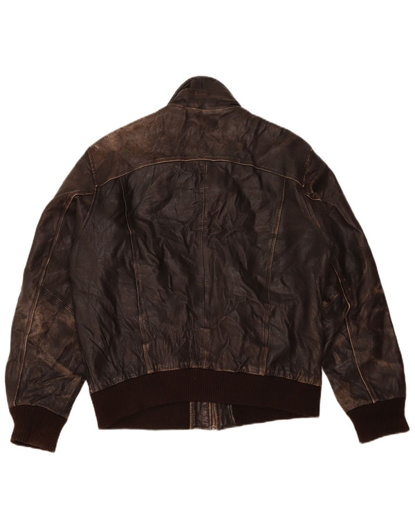 Jaqueta de couro feminina VINTAGE UK 18 XL couro marrom