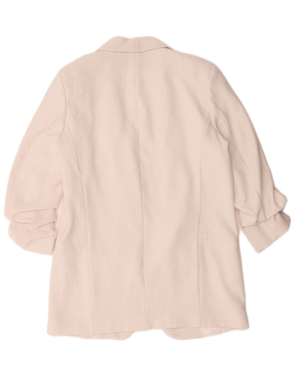 Zara Jaqueta Blazer Feminina Manga 3/4 Aberta Reino Unido 14 Médio Poliéster Branco