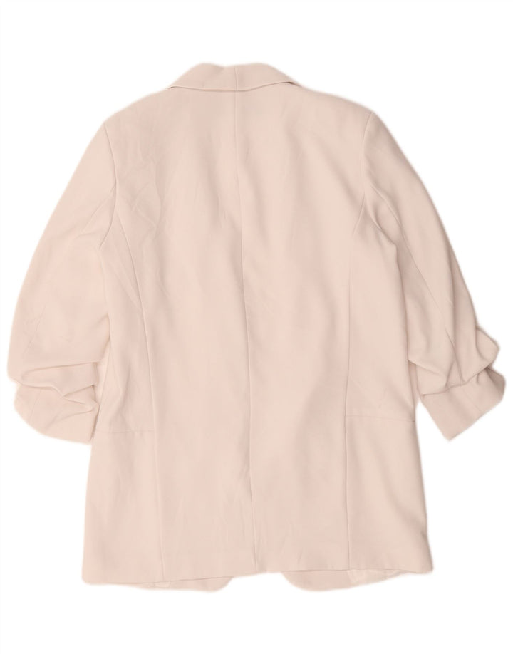 Zara Jaqueta Blazer Feminina Manga 3/4 Aberta Reino Unido 14 Médio Poliéster Branco