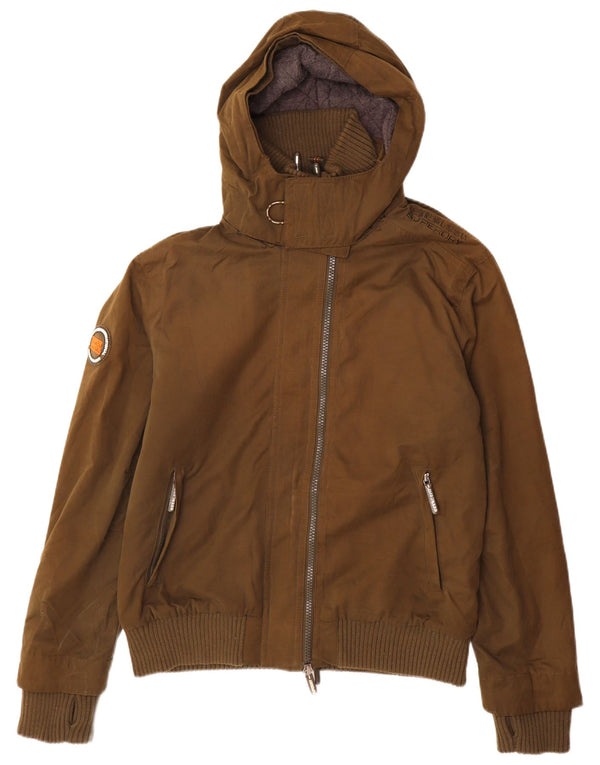 Jaqueta corta-vento masculina Superdry Windbomber com capuz Reino Unido 44 2XL cáqui