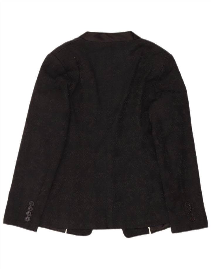 Marks & Spencer Womens Open Blazer Jacket UK 14 Medium Black Paisley Cotton