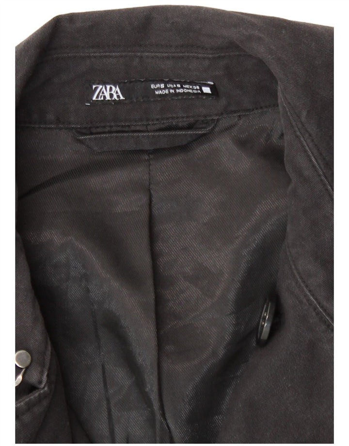 Zara Mens Trench Coat UK 36 Pequeno Preto