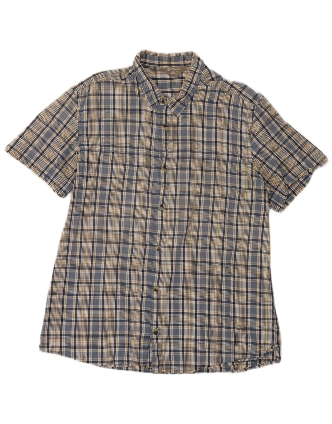 Camisa masculina de manga curta Mountain Warehouse XL azul xadrez de algodão