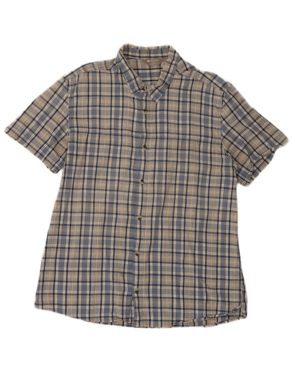 Camisa masculina de manga curta Mountain Warehouse XL azul xadrez de algodão
