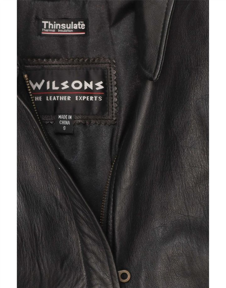 Jaqueta de couro feminina Wilsons UK 10 pequena preta clássica