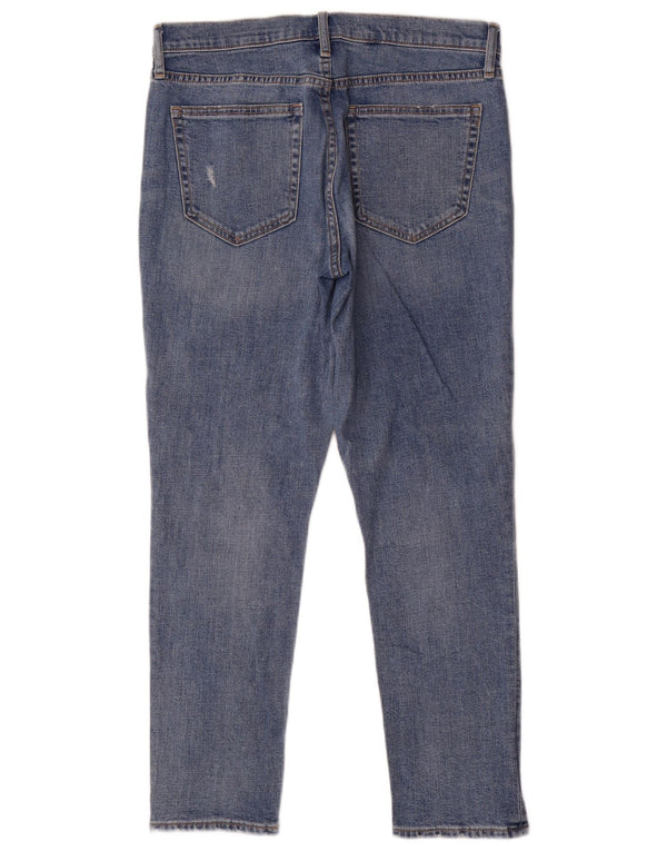 Jeans feminino Gap Girlfriend Distressed Slim W28 L27 Azul Algodão