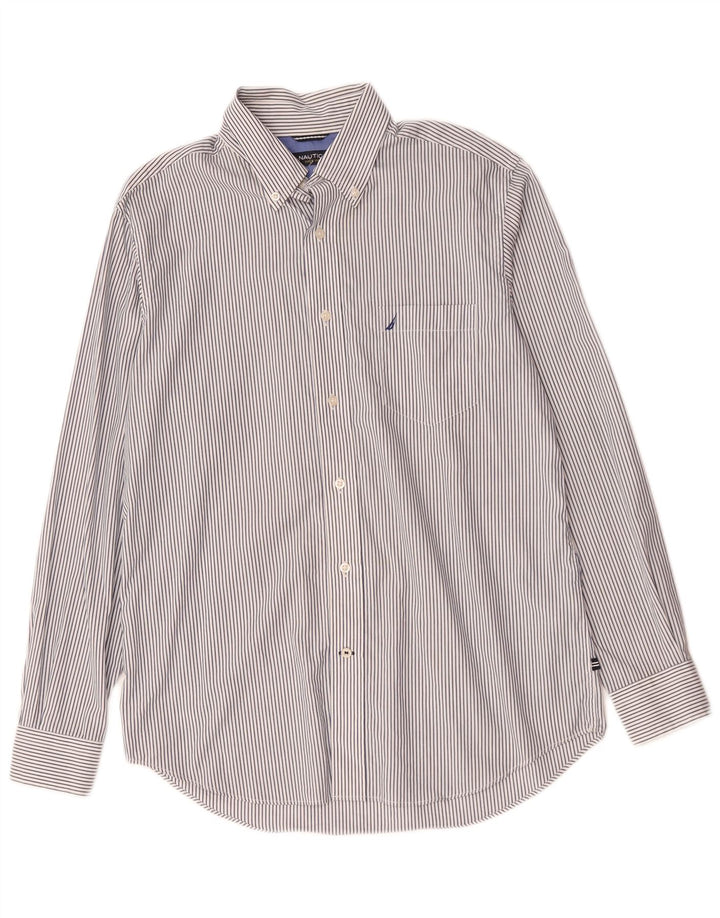 Camisa masculina NAUTICA de algodão listrado azul médio