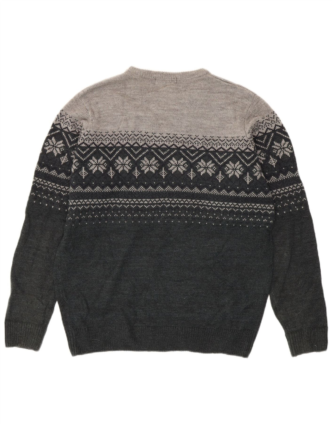 Suéter masculino JAMES PRINGLE com gola canoa cinza médio Fair Isle acrílico