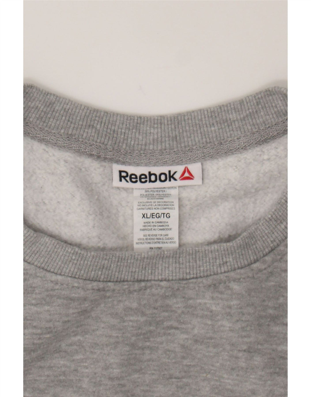 REEBOK Womens Oversized Graphic Sweatshirt Jumper UK 18 XL Grey Cotton Vintage Reebok and Second-Hand Reebok from Messina Hembry 