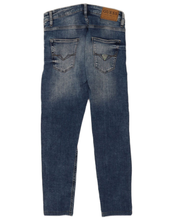 Guess Calça jeans feminina super skinny Chris Distressed W28 L26 algodão azul