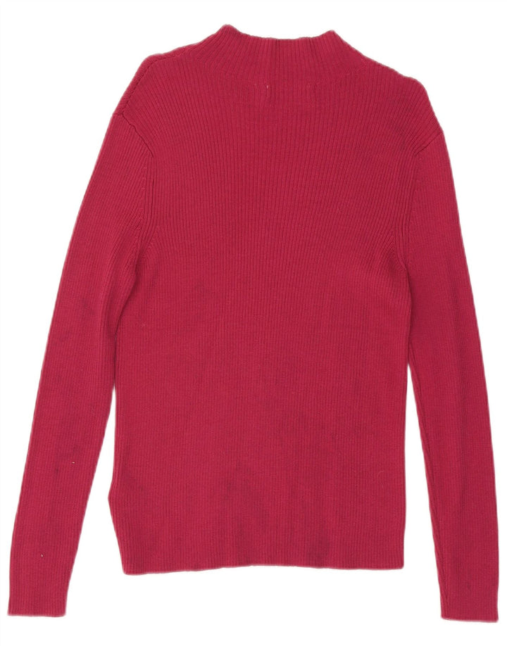 Suéter feminino Marks & Spencer com gola tartaruga Reino Unido 14 rosa médio