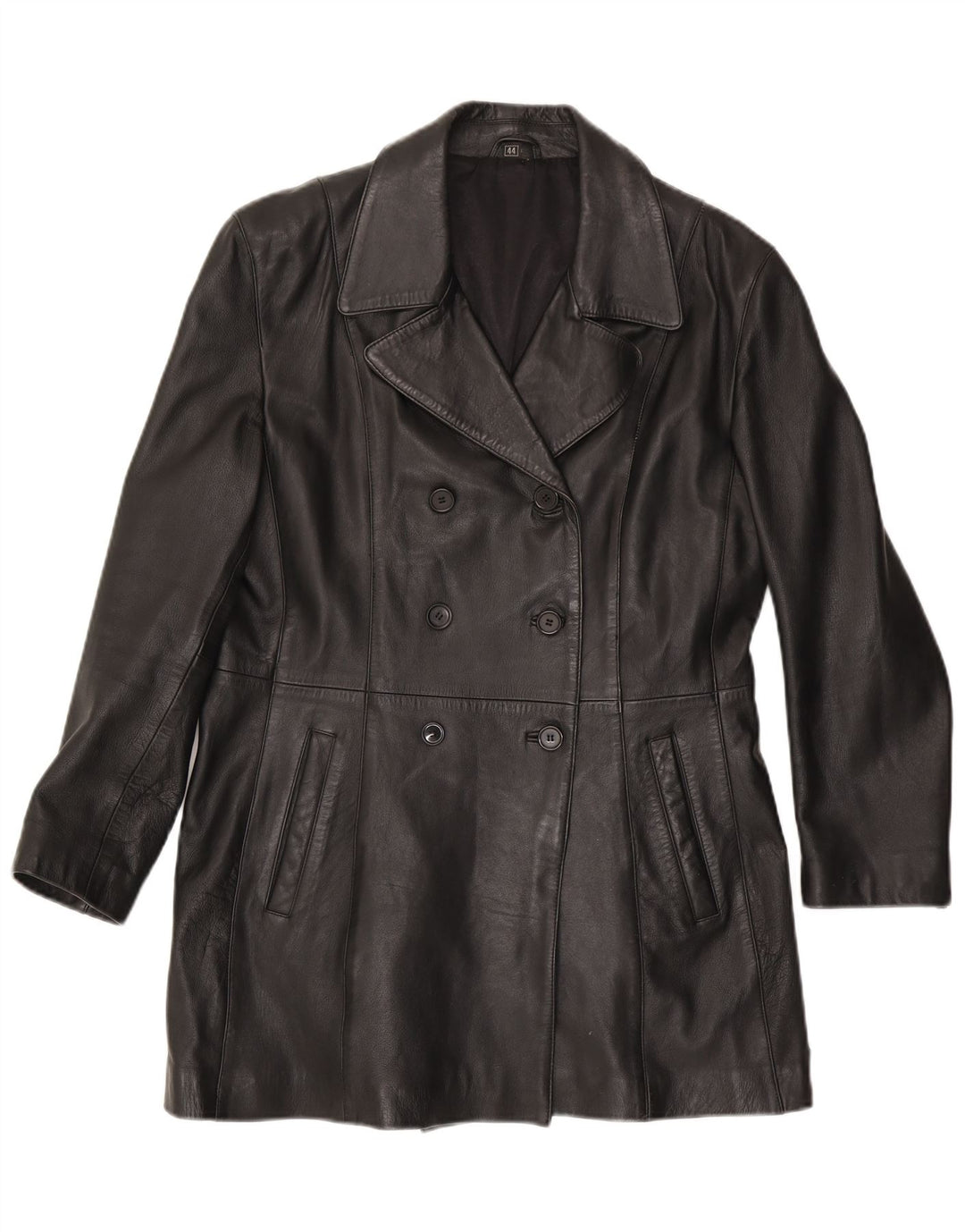 Casaco de couro feminino vintage EU 44 XL couro preto