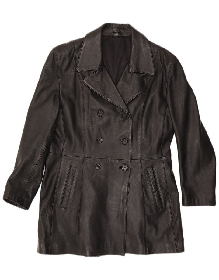 Casaco de couro feminino vintage EU 44 XL couro preto