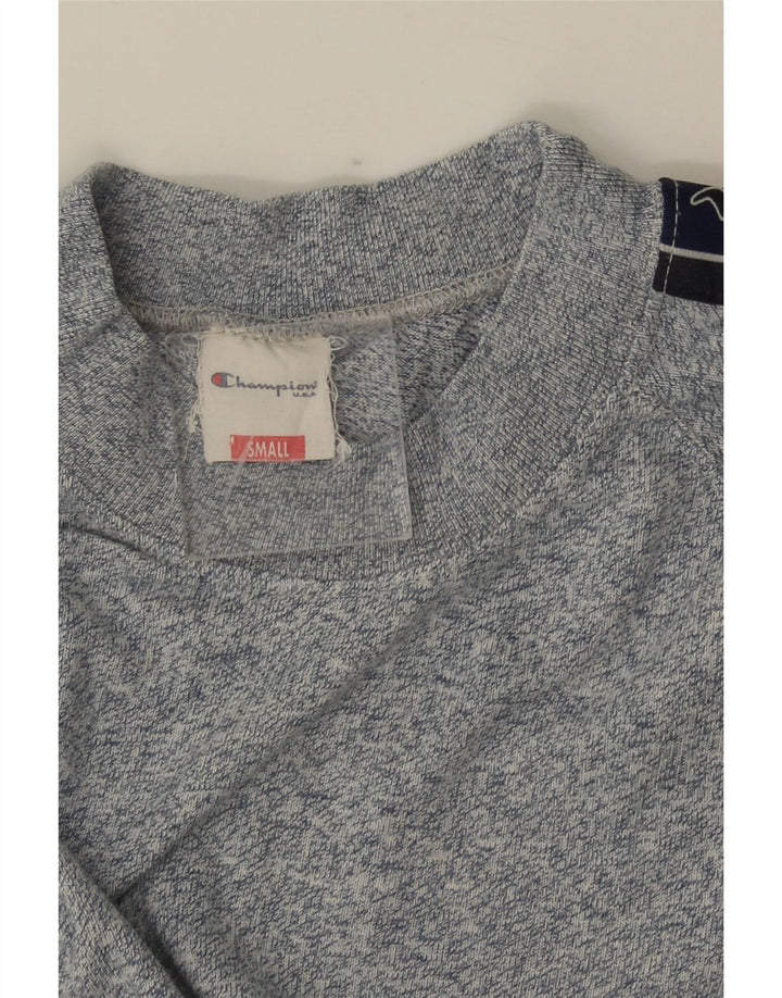 Camiseta masculina estampada Champion pequena azul manchada