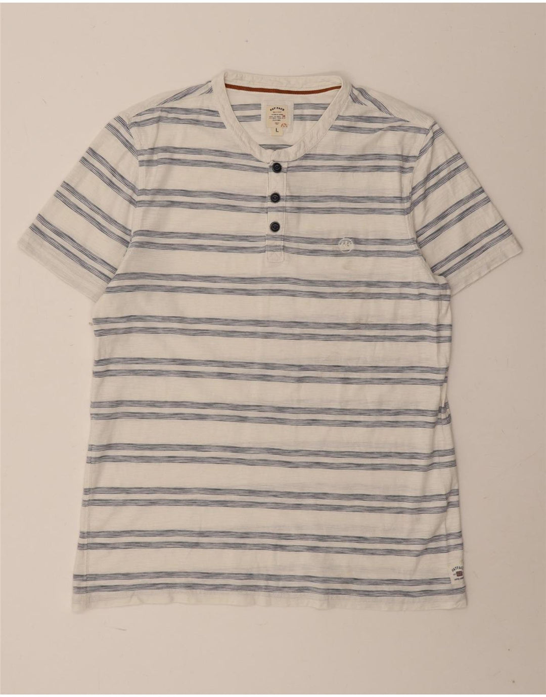 Camiseta masculina Fat Face Top grande algodão listrado branco
