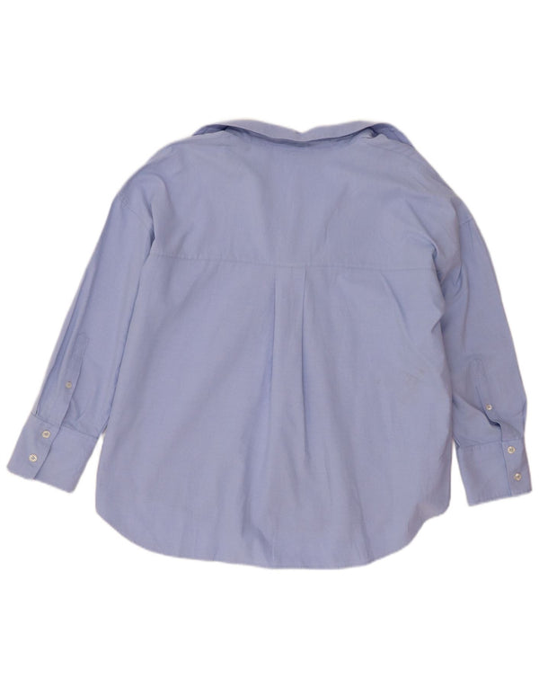 Camisa feminina Zara Loose Fit UK 14 algodão azul médio