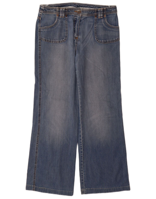 Calça jeans feminina Marks & Spencer com perna larga Reino Unido 14 grande W32 L30 azul algodão