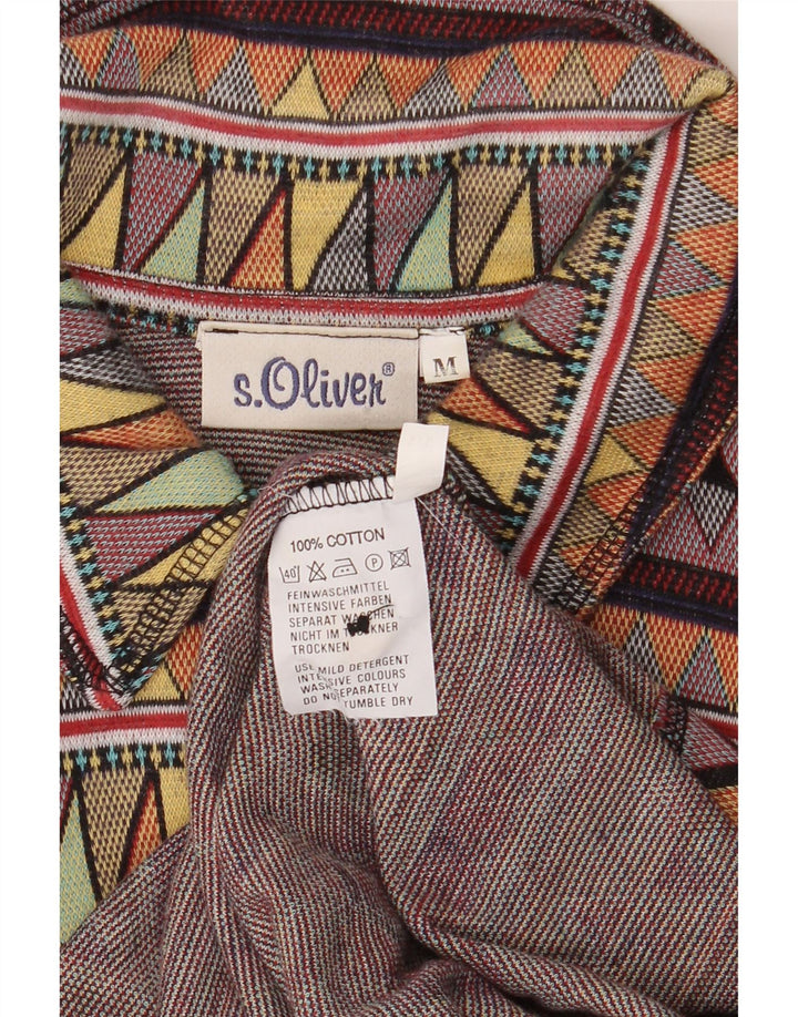 Camisa masculina de flanela S.Oliver de algodão geométrico multicolorido médio