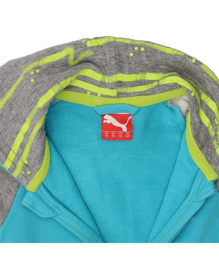 PUMA Baby Boys Zip Hoodie Sweater 6-9 Months Blue Colourblock Cotton Vintage Puma and Second-Hand Puma from Messina Hembry 