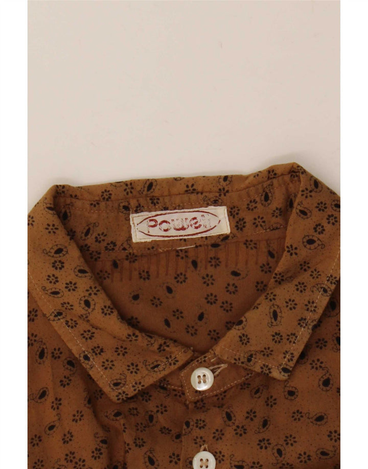 Camisa masculina vintage floral marrom médio