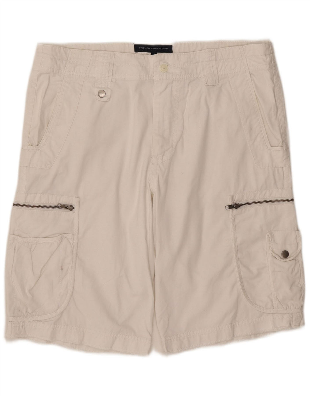 Shorts cargo masculino French Connection W36 grande algodão branco