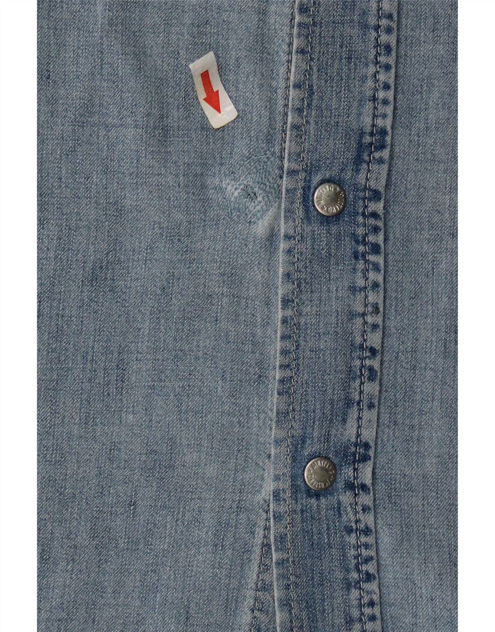 Vestido jeans feminino sem mangas Mustang UK 14 azul médio
