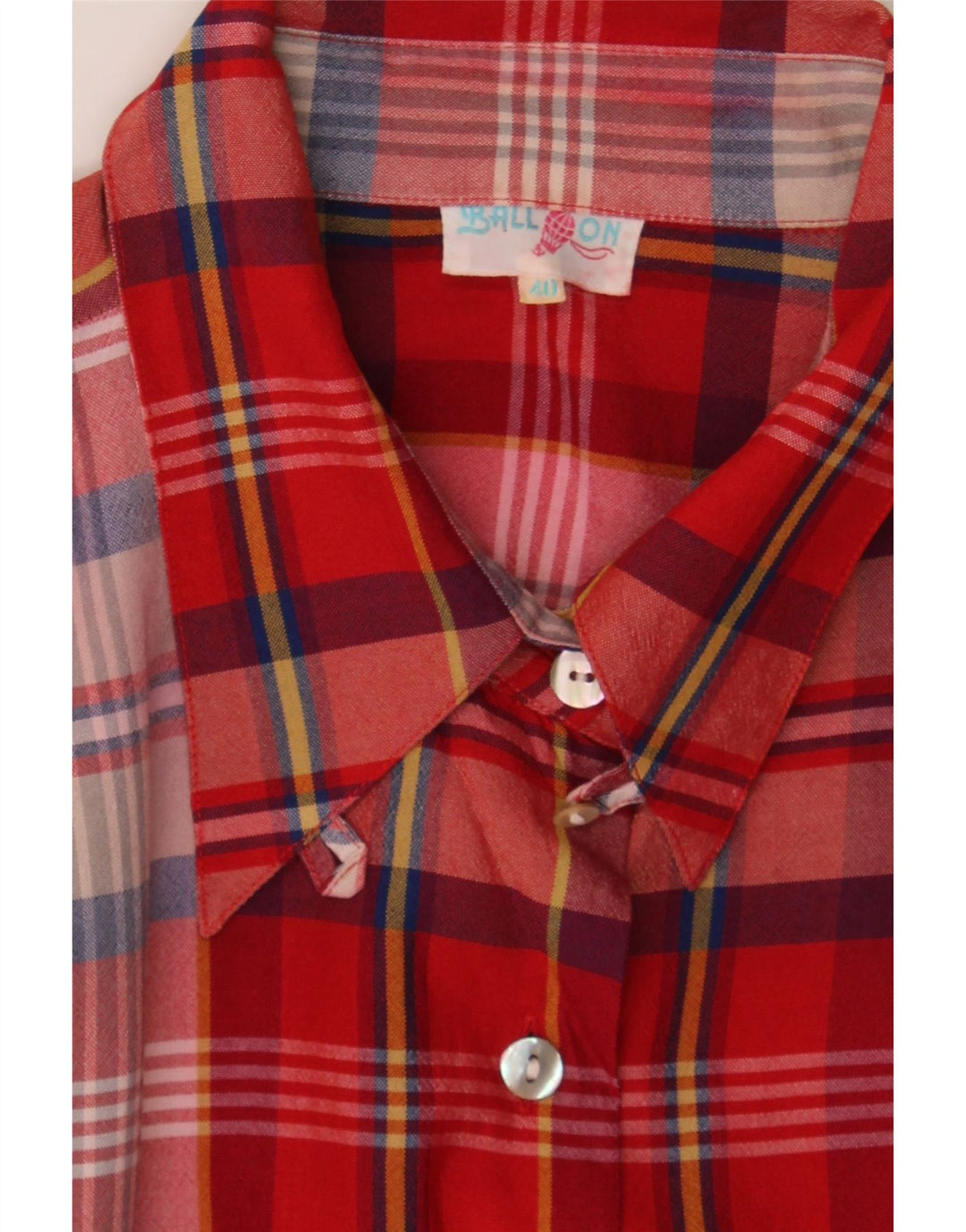 BALLOON Womens Oversized Shirt IT 40 MSmall Red Check Wool Vintage Balloon and Second-Hand Balloon from Messina Hembry 