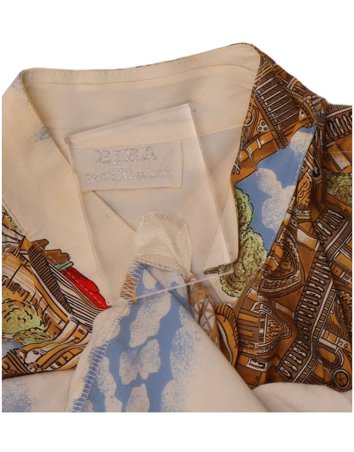 Blusa feminina Biba com estampa abstrata UK 18 XL viscose multicolorida