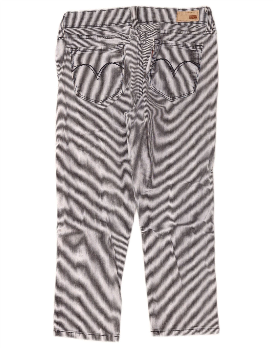 Calça capri feminina LEVI'S W28 L21 algodão listrado azul marinho
