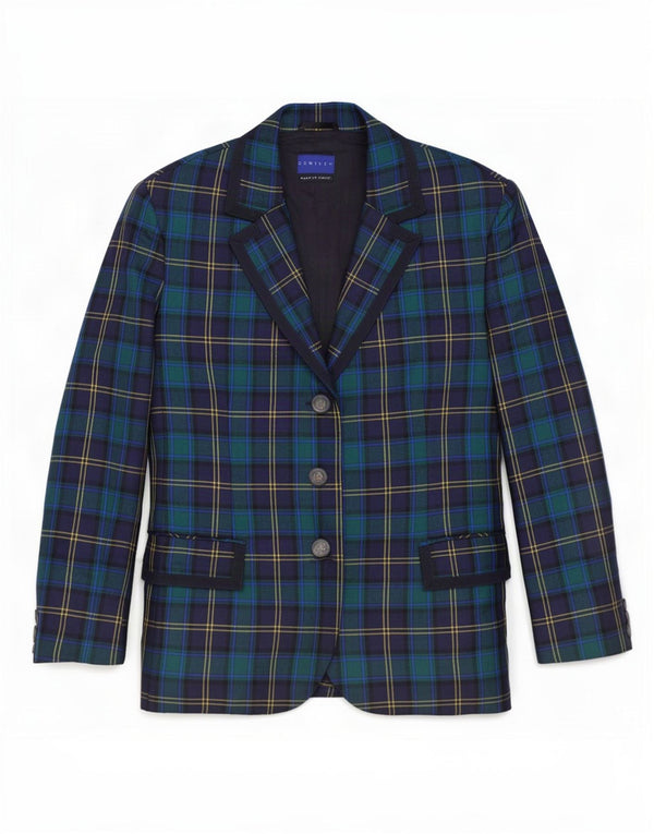 Jaqueta blazer feminina Dominew com 3 botões IT 50 XL verde xadrez lã virgem