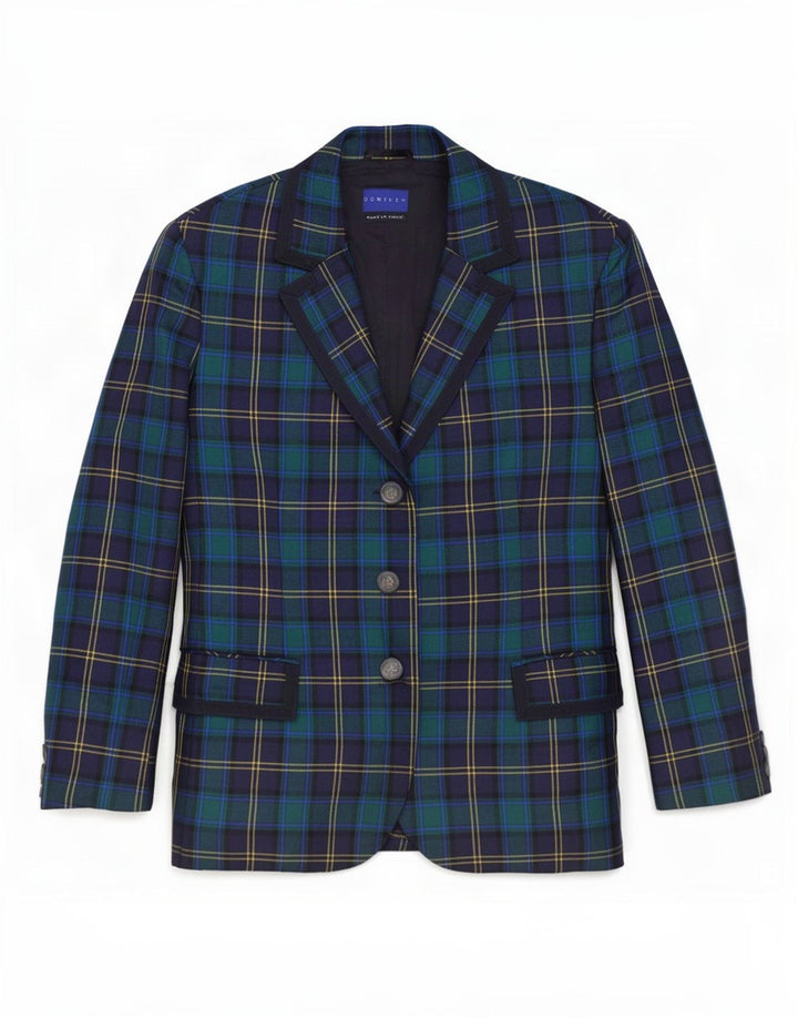 Jaqueta blazer feminina Dominew com 3 botões IT 50 XL verde xadrez lã virgem