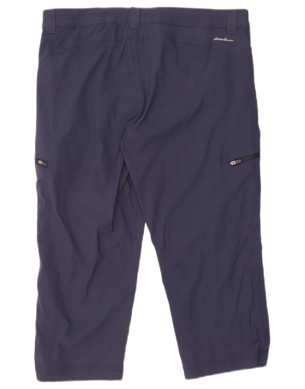 Calça capri feminina Eddie Bauer para caminhada US 10 grande W34 L21 azul nylon