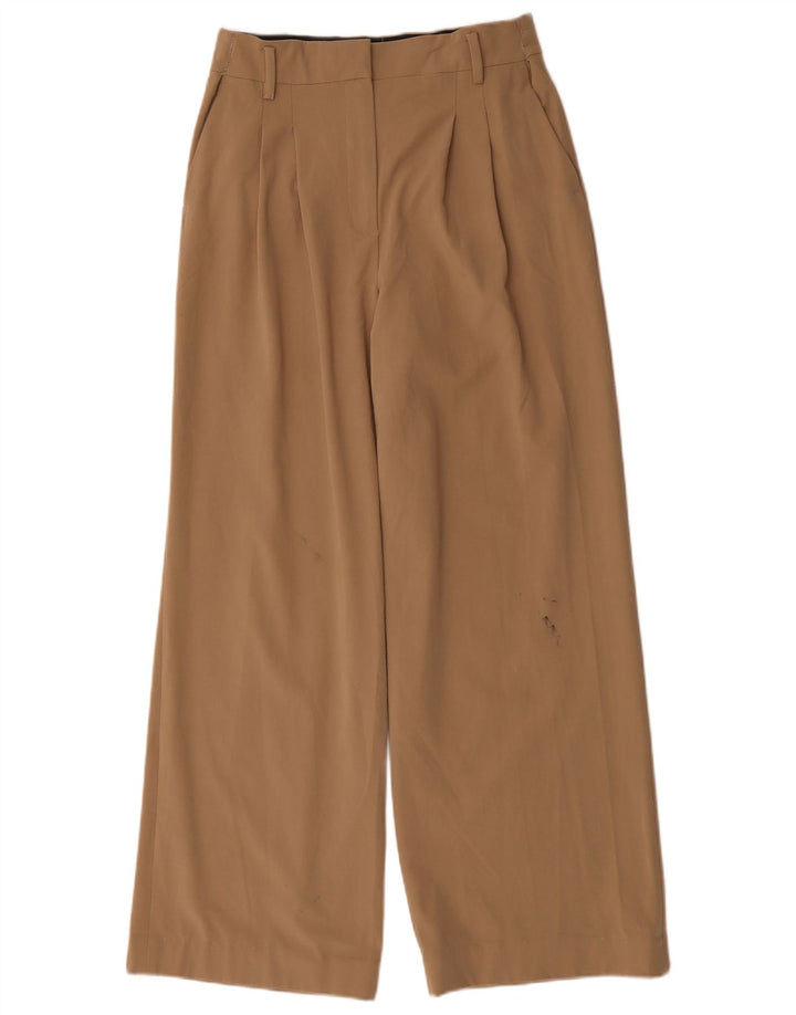 Zara Calça Chino Feminina de Perna Larga Médio W28 L30 Marrom Poliéster